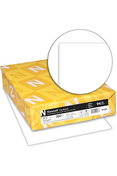 Neenah Index Cardstock, 8.5" x 11", 90 lb/163 gsm, White, Lightweight, 94 Bri...