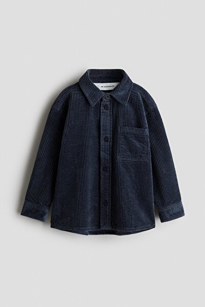 H&M Pamuklu ve Fitilli Kadife Overshirt Gömlek