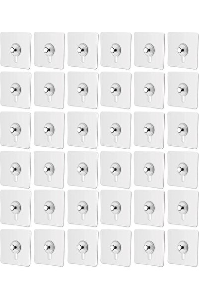 SKY TOUCH SKY-TOUCH Adhesive Wall Hooks : 36Pcs Transparent Heavy Duty Self-S...