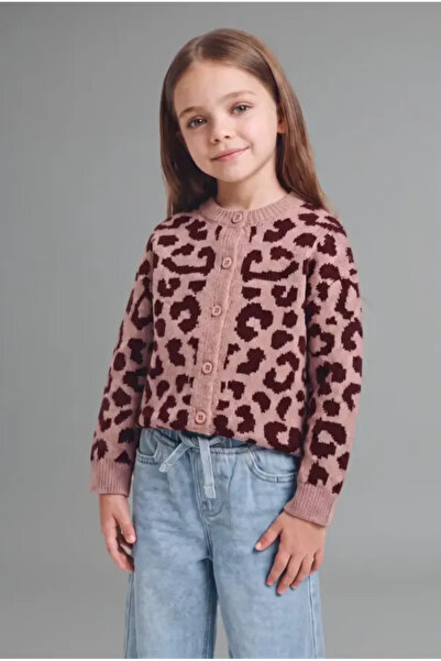 DeFacto Leopard Patterned Crew Neck Knitwear Basic Cardigan Baby Girl I4958A5...