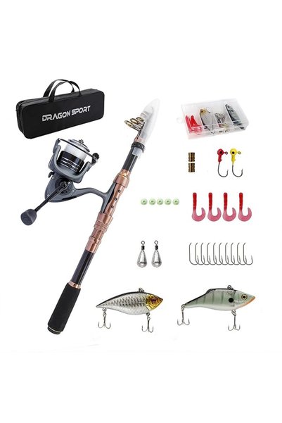 RUNBEN Dragon Sport Kids Fishing Pole Spincast Youth Fishing Pole Tackle Box ...