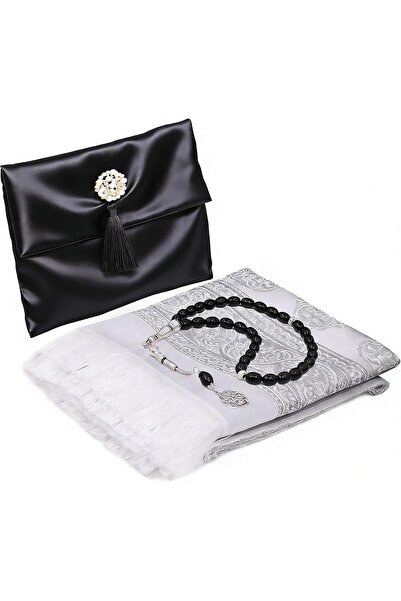 Generic Ramadan Prayer Mat with Beads & Elegant Fabric Bag, Foldable Washable...