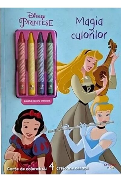 Litera Disney Printese. Magia culorilor. Carte de colorat cu 4 creioane cerate