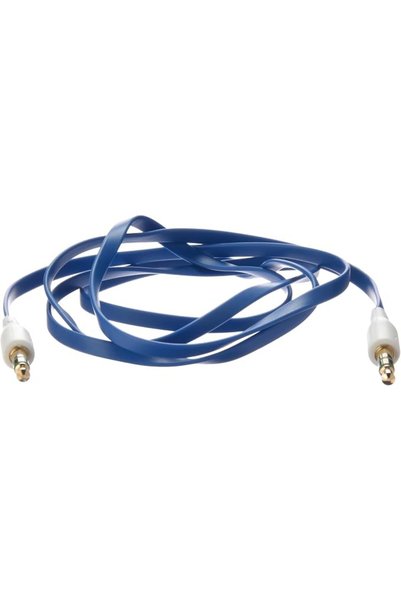 FLAT Aux Cable Stereo 3.5mm - 1 Metre, Blue