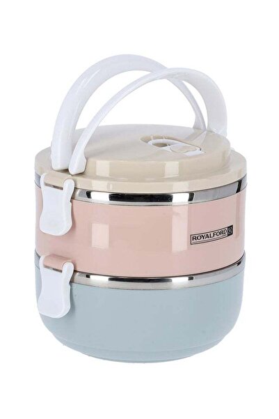 Generic Royalford 1400 ml Double-Layer Round Lunch Box, Food Storage Containe...