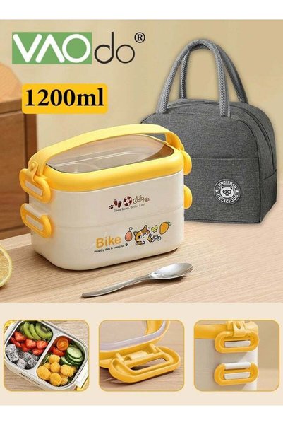 Generic 2PCS 1200ML Lunch Box with Lunch Bag, 304 Stainless Steel Bento Box, ...