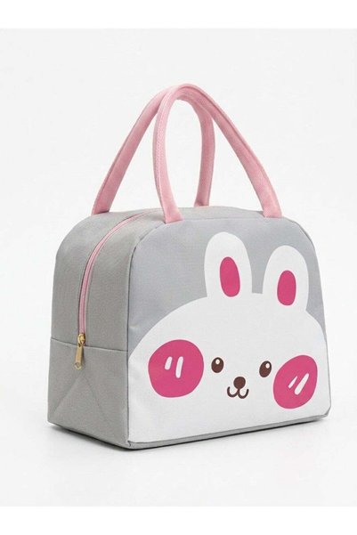 Generic Mobcos Rabbit Smile Grey Large Capacity Insulated Lunch Bag | Waterpr...