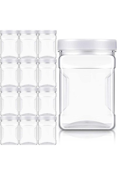 Generic 6-Pack 27oz Square Plastic Jars, Airtight Clear Canisters with Handle...