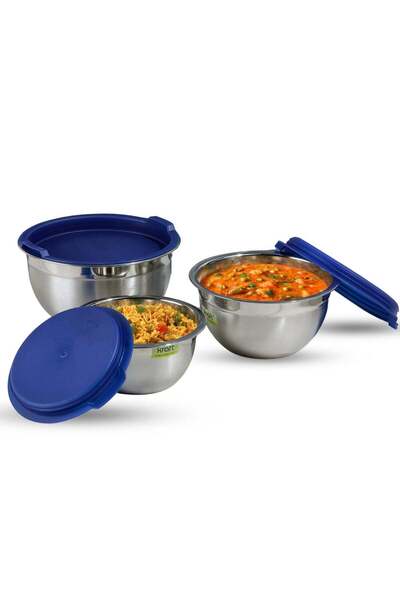 Generic Kraft Stainless Steel Food Storage Containers Set of 3 (14cm, 16cm, 1...