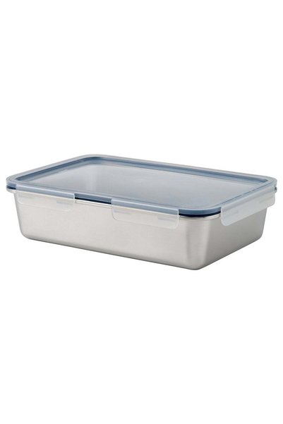 Generic Food Container with Lid, Large Rectangular, Stainless Steel/Plastic, 3 L