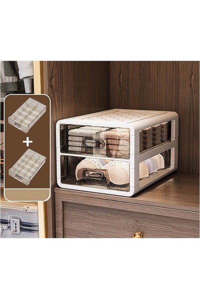 Generic Underwear Organizer Drawer, 2 Tiers Underwear Storage Drawer, Stackab...
