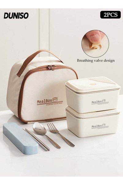 Generic 2Pcs Stainless Steel Insulated Lunch Box Leakproof Bento Box Set with...