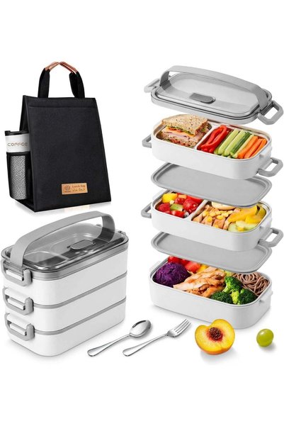 Generic Stainless Steel Lunch Box: 2100ml 3 Layers 304 Microwave Safe Leakpro...