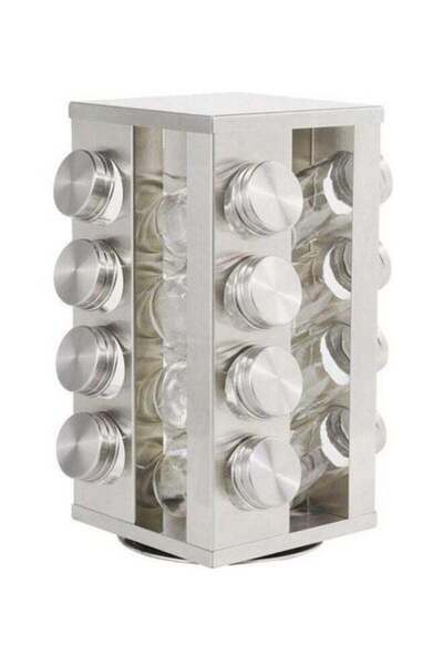 Generic 16-Piece Spice Jar Set With Stand Silver