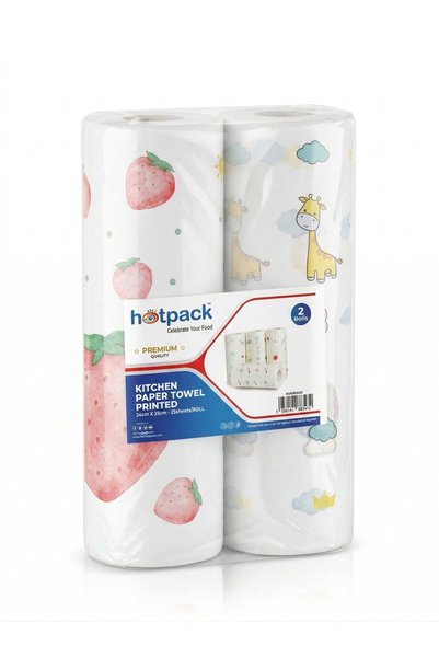 Generic Hotpack Printed Kitchen Paper Towels, 24cm x 25cm, 2 Rolls x 12 Bags