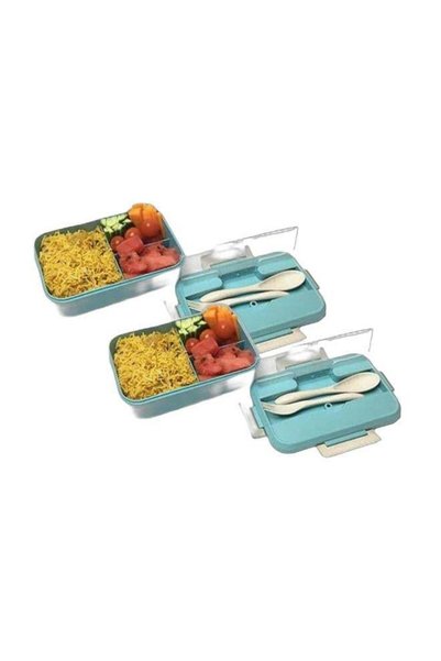 Generic Wheat Straw Bento Box for Kids and Adults, 3 Compartments Leakproof L...
