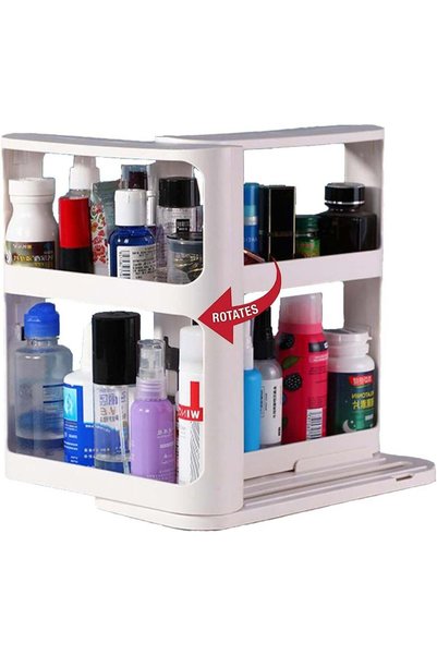 Generic Rotate Spice Rack Organizer, Two 2-Tiered Swivel Spice Rack Shelves f...