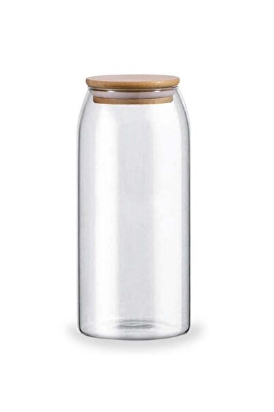 Generic Glass Pantry Storage Jar With Airtight Bamboo Lid For Rice Coffee Sug...