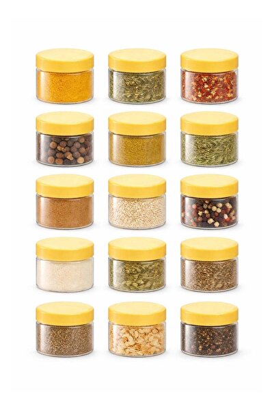 Generic 50ml Plastic Jars with Yellow Caps – Pack of 15 Empty Storage Containers