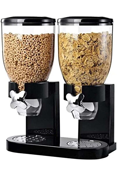 Generic Dual Cereal Dispenser, Black Dry Food Storage Container for Granola, ...