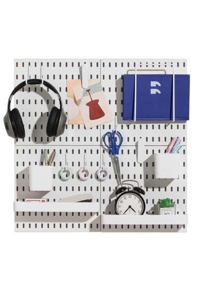 Generic 4 Pcs White Pegboard Wall Organizer Kit Wall Shelf Storage Display Ra...