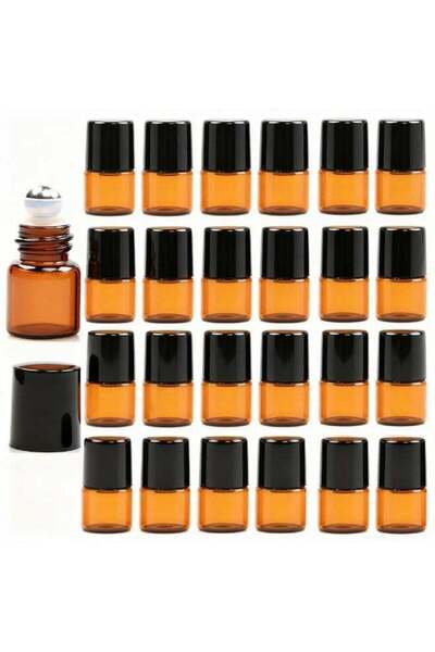 Generic 30 Pack Amber Glass Roller Bottles, Essential Oil Roll on Bottle with...