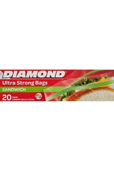 Generic Diamond Ultra Strong Sandwich Bags - 20 Count (16.5 cm x 14.9 cm)