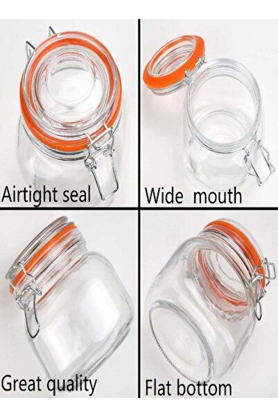 Generic Encheng 25 Oz Glass Jars With Airtight Lids And Leak Proof Rubber Gas...