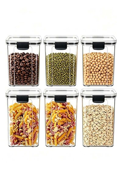 Generic 6-Piece 950ML Square Clear Plastic Airtight Canisters Set - Stackable...