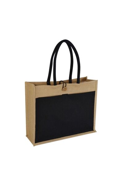 Generic Reusable shopping bag with Wooden button and Canvas pocket