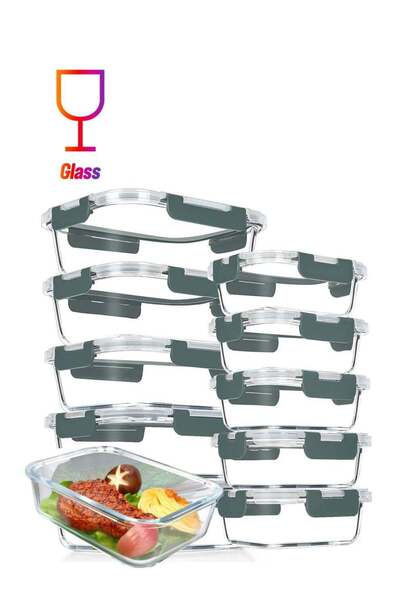 Generic Glass Meal Prep Containers (10 pcs Rectangle) - Glass Food Storage Co...