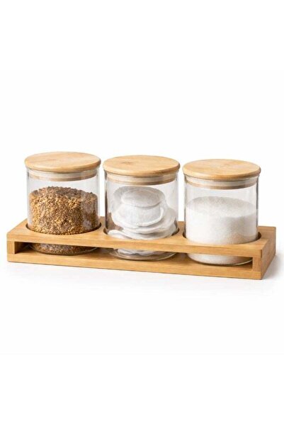 Generic Honey Bee 500ML Round Glass Jars Set of 3 with Bamboo Stand – Airtigh...