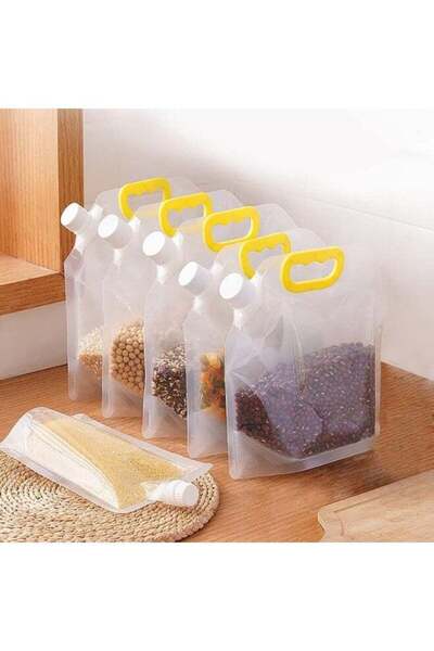 Generic 5 Pcs Stand-Up Airtight Multigrain Storage Bags (2.5L Each) - Reusabl...