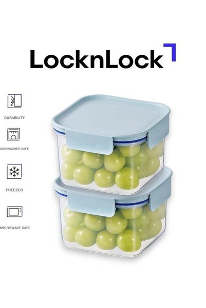 Generic LocknLock Classic Plus Square Food Container 860ml (PACK of 2) – Mint...