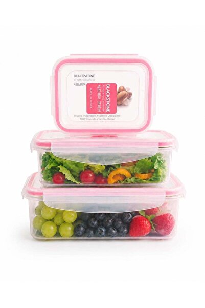 Generic BLACKSTONE Rectangular Plastic Food Storage Container Set, 3 Pieces, ...