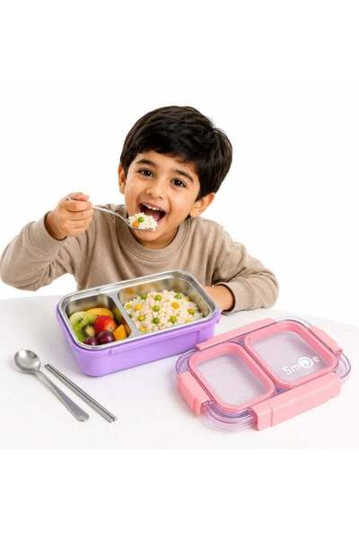 Generic Twisoo Creative 2 Compartment Stainless Steel Lunch Box BPA Free Leak...