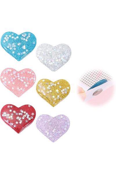 HASTHIP 6PCS Diamond Painting Cover Holder, Heart-Shaped, Rainbow Color