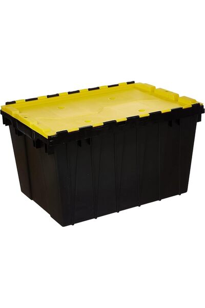 Cosmoplast Plastic Utility Storage Box With Dual Flap Lids 55 Liters, Yellow ...