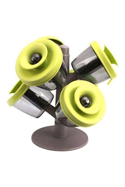 Generic 7-Piece Spice Jar With Stand Grey/Silver/Green