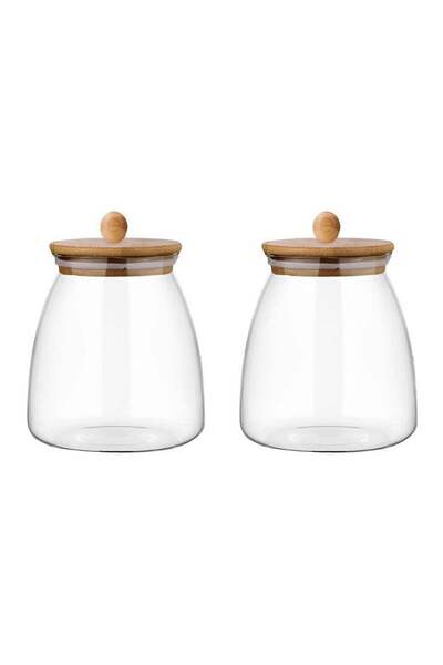 Generic Blackstone Borosilicate Glass Candy Jars With Airtight Wooden Lids Fo...
