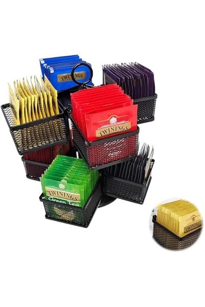 Generic Tea Bag Organizer, Tea Bag Spinning Carousel with 8 Compartments, 360...