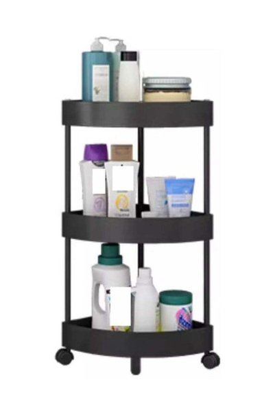 Generic 3-Tier Corner Storage Shelf,Kitchen Triangle Storage Rack with Wheels