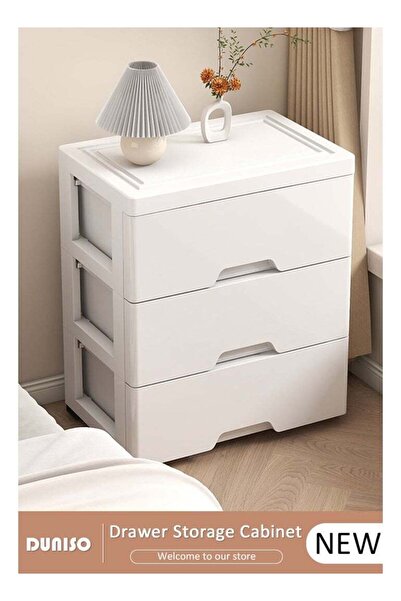 Generic 3-Layer Storage Cabinet with Wheels，Small Cabinet Environmental Space...
