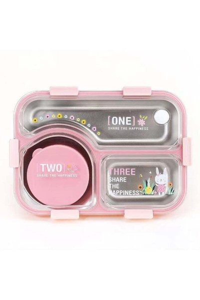 Generic TAJ BAZAAR HOT CASE Stainless Steel Bento Lunch Box, 3-Compartment wi...