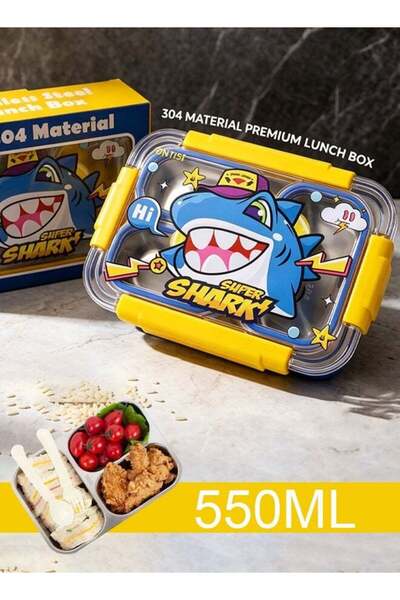 Generic Kids Lunch Box 550ml 304 Stainless Steel Bento Box 3 Compartments Lea...