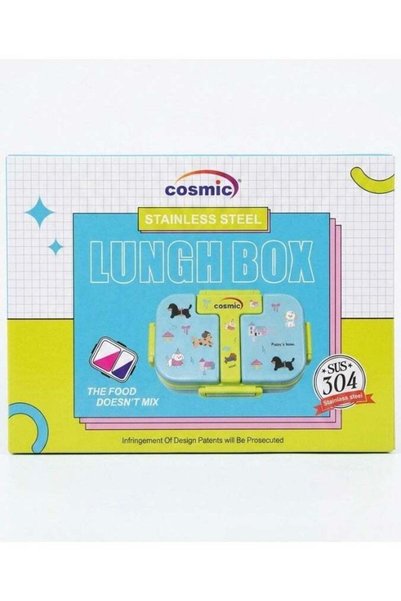 Generic Cosmic Stainless Steel 2 Grid Lunch Box with Puppy Design