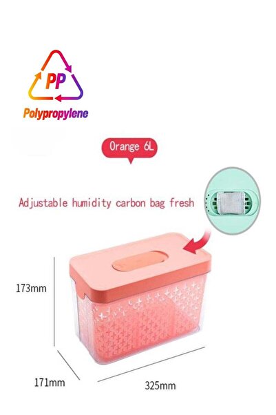 Generic Orange 6-liter refrigerator fruit and vegetable preservation box