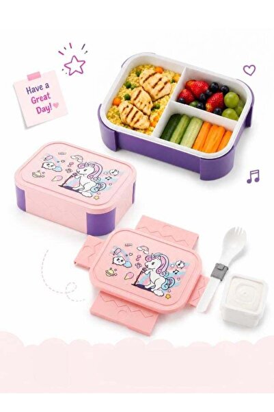 Generic Kids Bento Box 3 Compartment - BPA Free Microwave Safe Plastic Lunch ...