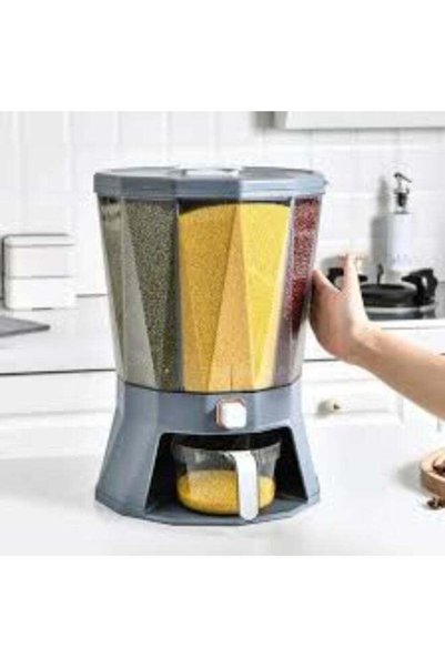 Generic Rotating Cereal Dispenser Countertop | Dry Food Dispenser 4 Grid - Cl...