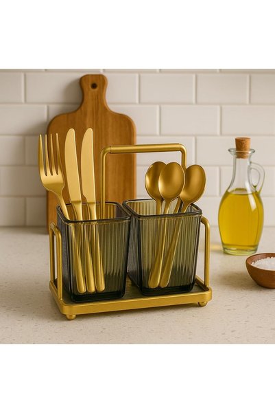 Generic B&S Iron Wall-Mounted Cutlery Holder Kitchen Spoon & Chopstick Organi...